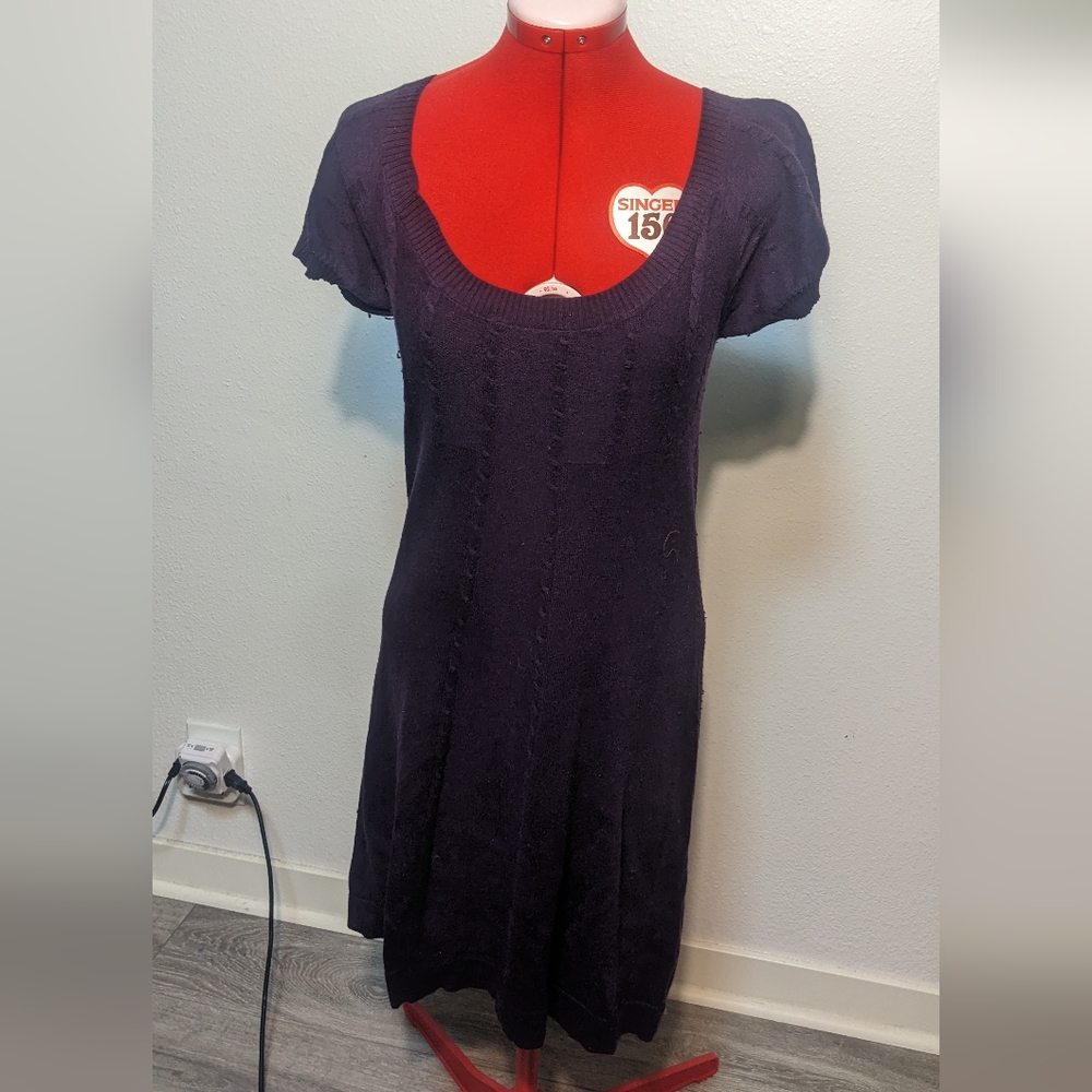 Mango Purple Short Sleeve Sweater Dress Women's US Small European Medium